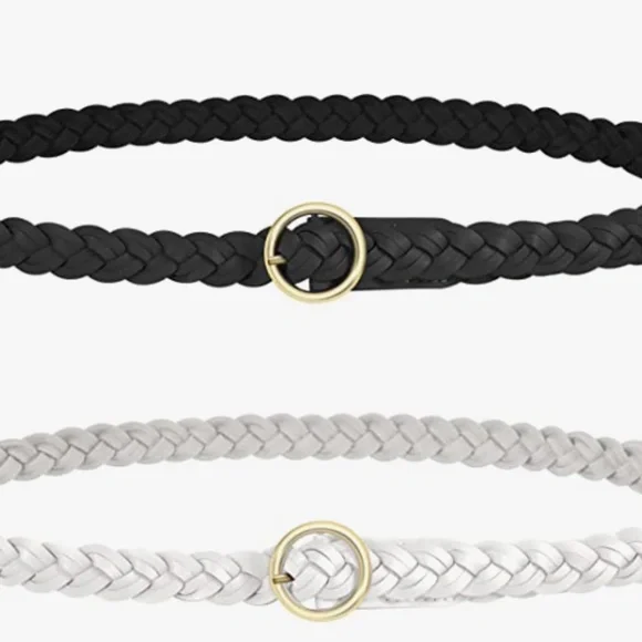 Women’s Braided Leather Belts Skinny Woven Waist Belts for Jeans Pants Dress 3 P WHIPPY Women main image 3